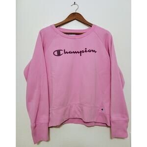 Champion Women's Powerblend Crew Screen Print Script Pullover Lilac SZ XL